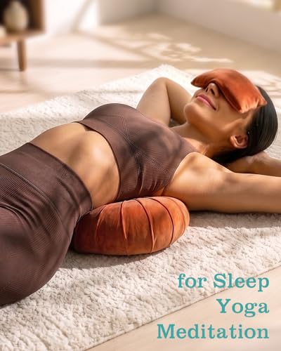 Hihealer Premium Crescent Meditation Cushion, Buckwheat Yoga Bolster Pillow - color: Orange