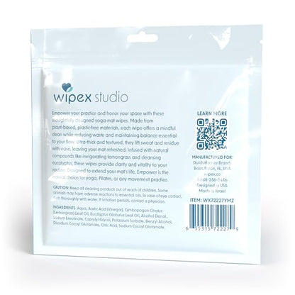 Wipex Studio Empower Yoga Mat Cleaner Wipes 25ct Zip Pack, Ultra Thick and Textured, Lemongrass Eucalyptus Scent, Natural Choice for Yoga, Pilates, or Any Movement Practice (3 Pack) - size: 25 Count (Pack of 3)