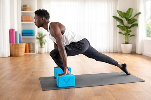 Yoga Blocks Set of 2, High Density EVA Foam Yoga Block, Non-Slip, Lightweight, for Yoga, Pilates, Stretching & Balance Training (Blue 9x6x4 inch)