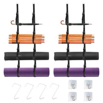 Camping Chair Wall Storage for Garage, Wall Storage Rack, Mounted Organizer System with Quick Release Buckles Space-Saving Garage Storage Hooks for Tents Umbrella Yoga Mats