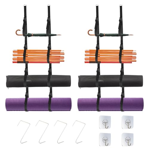 Camping Chair Wall Storage for Garage, Wall Storage Rack, Mounted Organizer System with Quick Release Buckles Space-Saving Garage Storage Hooks for Tents Umbrella Yoga Mats