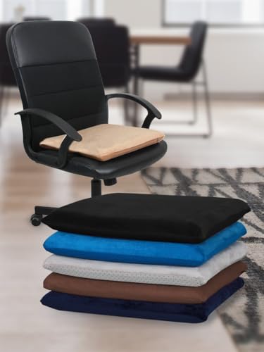 Augld Square Memory Foam Chair Cushion 16x16 in Black | Soft Velvet Fabric, Non-slip, High Density Memory Foam, Washable, Seat Cushion for Home, Office, School, Car - color: Black, size: 16x16 In