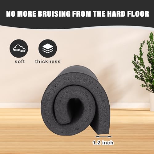 Yoga Knee Pad Cushion Yoga Mat Thick Kneeling Pads Support for Knees, Wrists Elbows, Non-Slip - Earth-Friendly Knee Pads for Yoga, Pilates, Floor Workouts - Knee Cushion, Black Yoga Mat, 24x12.2 Inch