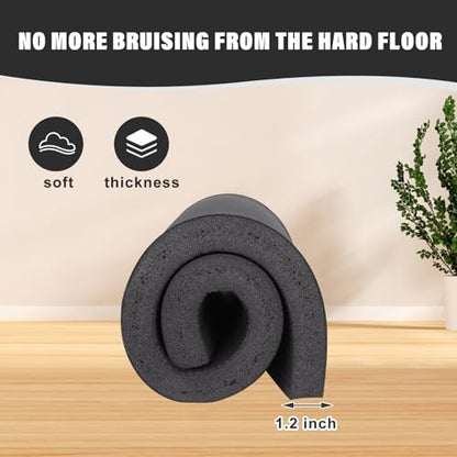 Yoga Knee Pad Cushion Yoga Mat Thick Kneeling Pads Support for Knees, Wrists Elbows, Non-Slip - Earth-Friendly Knee Pads for Yoga, Pilates, Floor Workouts - Knee Cushion, Black Yoga Mat, 24x12.2 Inch