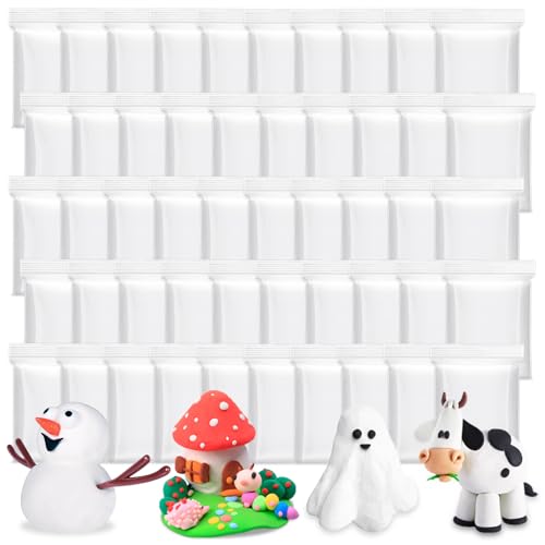 50 Pack White Air Dry Foam Clay,Soft Magic Modeling Clay,Super Light Air Dry Clay for Kids,Arts Craft,Gifts - color: 50-White