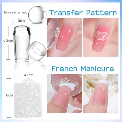 Biutee 10 PCS Nail Art Stamping Plates Set Nail Stamping Kit | Nail Stamp Plate Butterfly Starry Sky Flower Bowknot Design Nail Stamper Kit with Nail Stamper Scraper and Storage Bag - color: 14 Piece Set