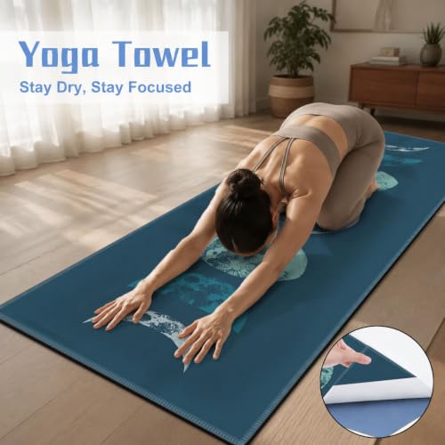 Yoga Mat Towel, Hot Yoga Non Slip with 4 Corner Pockets, 74 x 26 in - color: Moon-01, size: Large