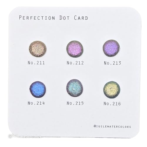 IUILE Handmade Watercolor Paints - Perfection Dot Card (6 colors). Color Shift, Metallic, Shiny, Shimmer - color: Perfection Dot