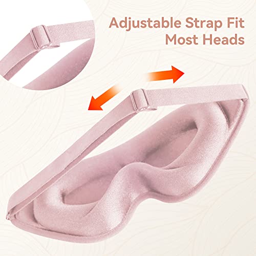 Sleep Mask for Lash Extensions, 3D Memory Foam | Zero Eye Pressure, 99% Blackout, Adjustable Strap, Breathable Fabric, Travel, Yoga, Nap, Lightweight, Soft Comfort - color: Pink