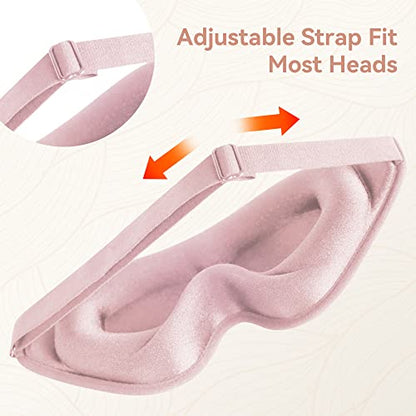 Sleep Mask for Lash Extensions, 3D Memory Foam | Zero Eye Pressure, 99% Blackout, Adjustable Strap, Breathable Fabric, Travel, Yoga, Nap, Lightweight, Soft Comfort - color: Pink
