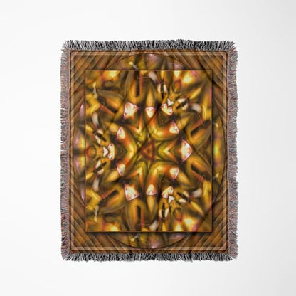 3dRose Mandala Mandala Zen InnerBalance Harmony Gold Yellow Orange Glowing Chakra Meditation Woven Blanket