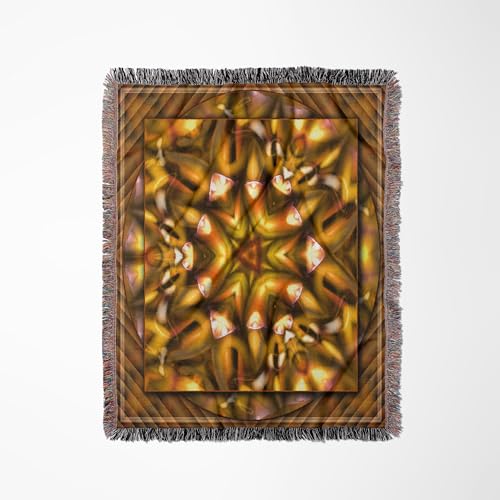 3dRose Mandala Mandala Zen InnerBalance Harmony Gold Yellow Orange Glowing Chakra Meditation Woven Blanket