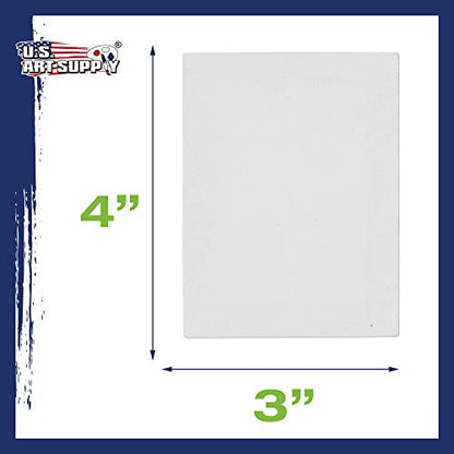 U.S. Art Supply 3x4 Mini Canvases for Painting, 12 Pack Bulk | Small Stretched Artist Canvas Professional Primed - Ideal for Arts & Crafts - size: 3" x 4" - Pack of 12