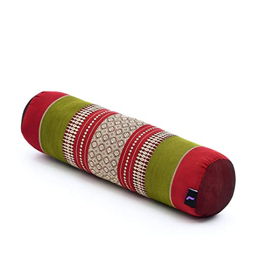 Leewadee Small Yoga Bolster – Shape-Retaining Cervical Neck Roll, Tube Pillow for Comfortable Reading, Kapok Filling, 22 x 6 x 6 inches - color: Sf11 - Red, Green