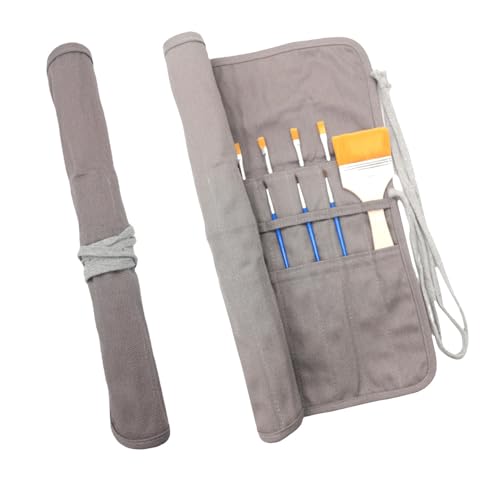 Funny live Paint Brush Holder Art Supplies, Artist Brush Holder & Storage Organizer Roll-Up Case Bag, Protect Acrylic Oil Watercolor Paintbrushes (Gray 20 Slot Pockets) - color: Gray 20 Slot Pockets