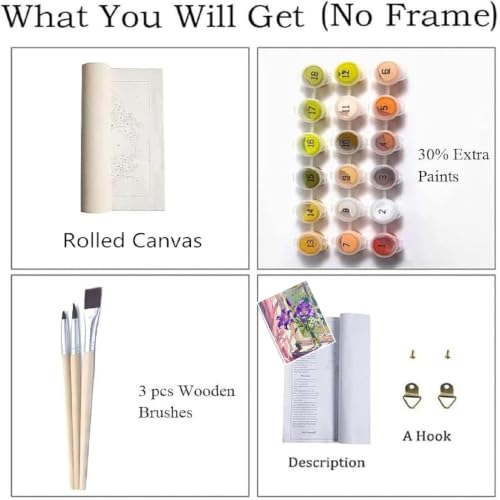 ZRIZQ Paint by Numbers Kit for Adults Beginner,Purple Flowers,16x20 | Full set with wooden brushes,rolled canvas,rich paints.Calming activity.Beginner friendly.Just open and paint. - color: 16"X20"Rolled Canvas-Purple Flowers