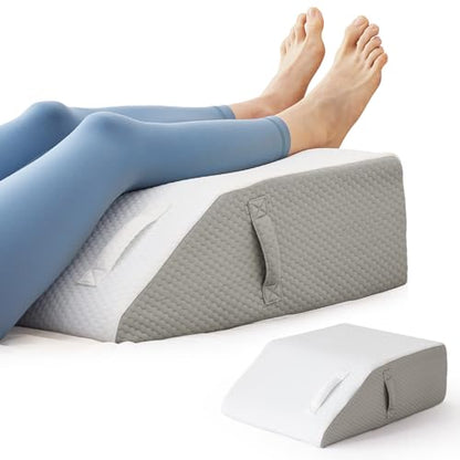 BIEEZZK Leg Elevation Pillow Blood Circulation, 23.6×16.8×8in, White/Grey - color: White/Grey