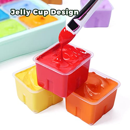 HIMI Gouache Paint Set, 24 Colors x 30ml Unique Jelly Cup Design with 3 Paint Brushes and a Palette in a Carrying Case, Non-Toxic Gouache Paint Perfect for Artists, Students(Green) - color: Green