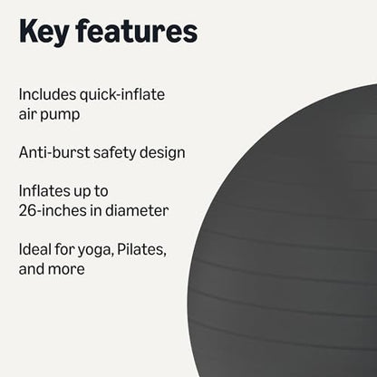 Amazon Basics Anti-Burst Exercise Ball with Pump, 23-26" Diameter - color: Black