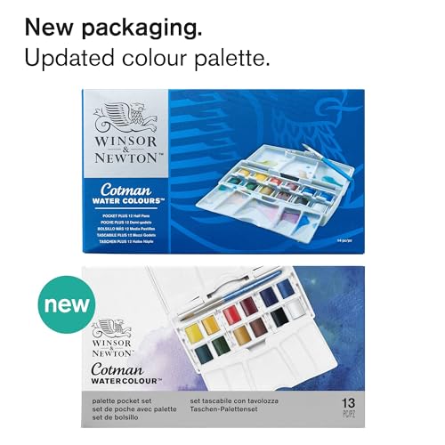 Winsor & Newton Cotman Watercolor Paint Set, 12 Half Pan Palette Pocket Set | Introductory Watercolor made with Fine Art Pigments, Perfect for Beginners, Lightfast & Permanent, Good Tinting Strength - style: 12 Half Pan Palette Pocket Set