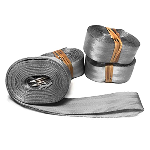 13' x 1" Tie Down Strap Double D-Ring Secure Cargo, Gray 4pk