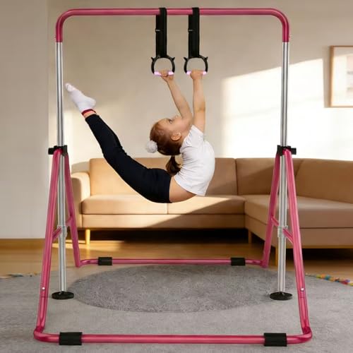 Gymnastics Rings for Kids, Professional Adjustable Extended Straps, 550 lbs Weight Capacity, Featuring Premium Non-Slip Grip Design, Suitable for Indoor/Outdoor Strength and Fitness Training.