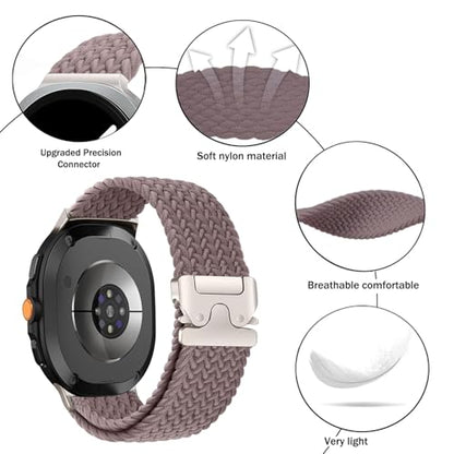 Nylon Braided band Compatible with Samsung Galaxy Watch 8 40mm 44mm, Elastic Band for Galaxy Watch 8 Classic 46mm - color: Smoky Purple