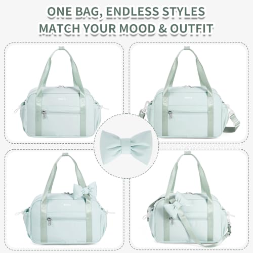 ECOHUB Small Gym Bag for Women, Mini Gym Duffle Bag with Wet Compartment, Cute Bowknot Sports Bag, Gym Tote Bag Dance Yoga Workout Travel Bags Green - color: Green
