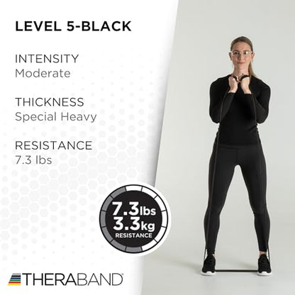 THERABAND Professional Resistance Band, Black Level 5 Special Heavy, 5 ft | Portable, lightweight, latex. For desk, recovery, gym. Therapy, physical, fitness, strength. - color: Level 6 / Super Heavy - Black