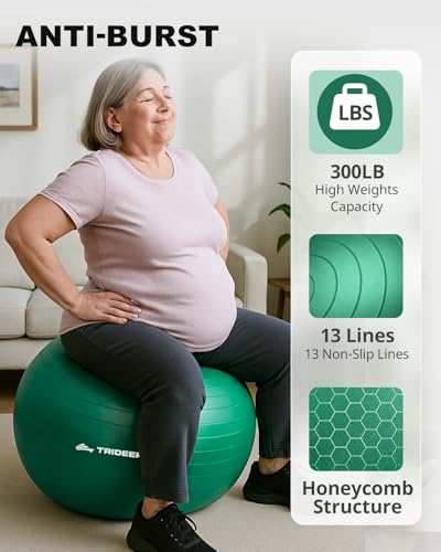 Trideer Exercise Ball for Physical Therapy, Core Strength, Stability & Balance Training, Swiss Ball for Yoga, Fitness & Rehabilitation - size: Standard Support-Medium (19-22 inches/48-55 cm)