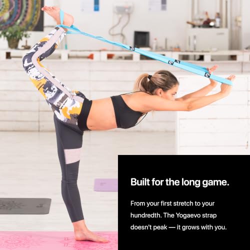 YogaEVO Elastic Stretching Strap with Loops for Physical Therapy - color: Blue
