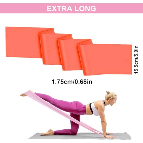 Resistance Bands, Non-Latex Elastic Exercise Bands for Upper and Lower Body, Strength Training Without Weights, Ideal for Physical Therapy, Pilates, Rehab, Home Fitness, Beginners - color: Red