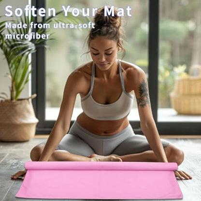 MIAOMIAO Non-Slip Hot Yoga Towel Set,Super Absorbent Microfiber in, 24.5" x 72" - Anti-Slip, Injury Free Design for Pilates, Yoga Mats, Exercise, and Fitness Gear - color: Light Pink