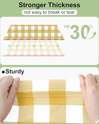 Smiry 8 Packs Gingham Disposable Table Cloth, 54 x 108 Inch Waterproof Plastic Tablecloth, Rectangle Gold and White CheckeGold Table Covers for Party, Birthday, Picnic, Banquet - color: Gold and White, size: 54"x108" (Pack of 8)