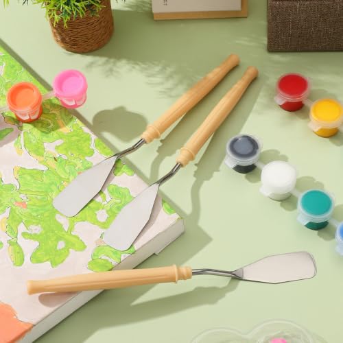 LALAFINA 48Pcs Palette Knife Set Stainless Steel Paint Spatula Pallet Knives Cake Decorating for Color Mixing, Oil, Canvas, Acrylic Painting