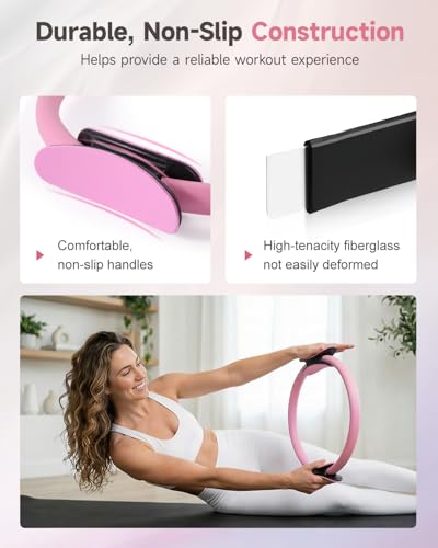 Home Pilates Workout Kit for Women with Guide Video, 12" Pilates Ring and Ball Set, Resistance Bands, Ankle Weight Accessories Workout Essentials Starter Kit for Beginners 28-Day Challenge