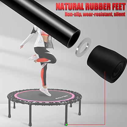Newan 40"-48" Silent Mini Trampoline Fitness Trampoline Bungee Rebounder Jumping Cardio Trainer Workout for Adults-Max Limit 330lbs - color: 48" Round Pink (NO Handle)