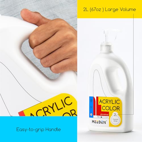 MEEDEN Bulk Acrylic Paint Set: 6 Basic Colors 1/2 Gallon (2L /67.6 oz.) Large Acrylic Paint with Pump Lid - Ideal for School & Studio - color: 6 Basic Colors
