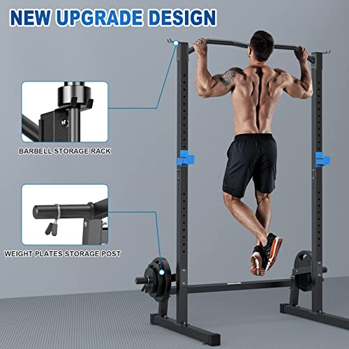 BEKING Squat Rack,All-in-ONE Power Rack Cage with Pull Up Bar,Adjustable Power Cage with Barbell Rack & Weight Plate Storage,Strength Training Workout Station for Home Gym Fitness,Space-Saving Design - color: Squat Rack