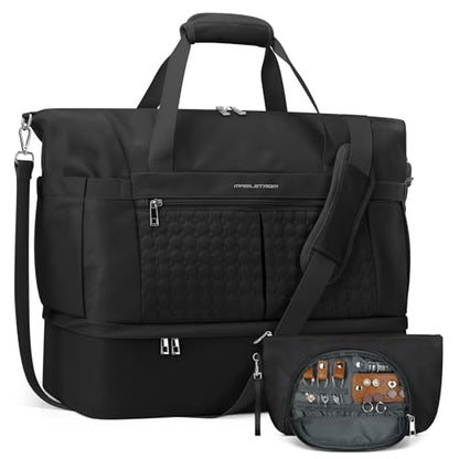 Maelstrom Gym Bag for Women,40L Travel Duffel Bag with Shoes Compartment and Wet Pocket,Waterproof Carry On Weekender Bag,Sport Gym Tote Bags Swimming Yoga, Hospital Holdalls（Black） - color: Black