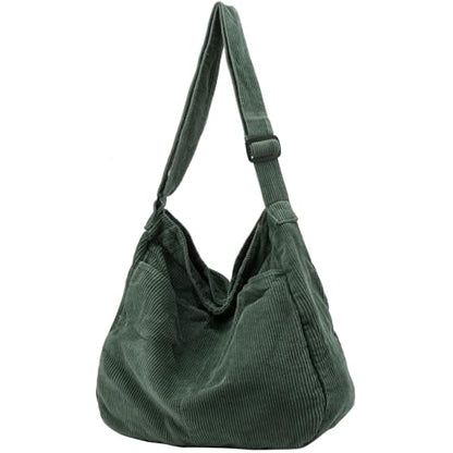 Canvas Tote Bag Casual Hobo Crossbody Shoulder Bag for Women and Men Large Purse Messenger Bag Travel Work - color: 2-green