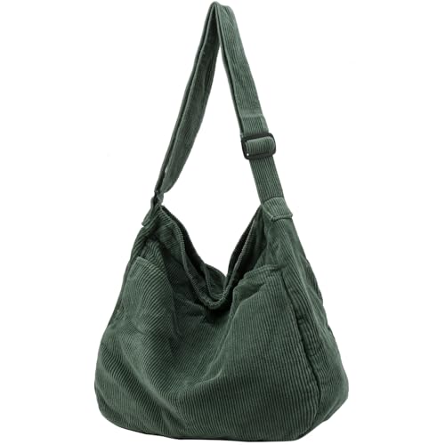 Canvas Tote Bag Casual Hobo Crossbody Shoulder Bag for Women and Men Large Purse Messenger Bag Travel Work - color: 2-green