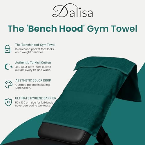 Dalisa Bench Hood Gym Towel, 100% Turkish Cotton, Non-Slip, Dark Green - color: Dark Green