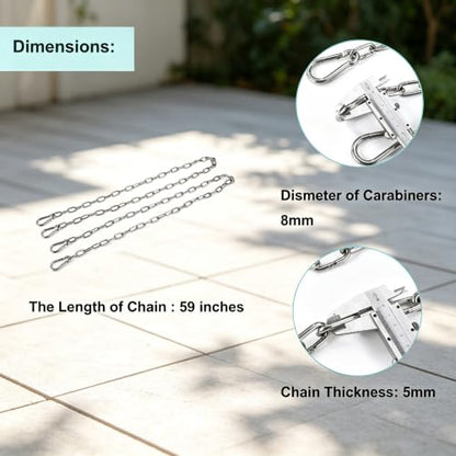 2 Pack 304 Stainless Steel Porch Swing Chains Kit, 59" Length - size: 59 in x 2pc