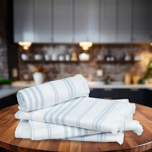 Ample Decor Cotton Hand Towels 16x28 Inches, Turkish Style, Quick Dry, Multi-Purpose Kitchen & Bathroom Towels, Oeko-Tex Certified, Set of 4, Mint Blue - color: Mint Blue, size: Hand Towel Set of 4