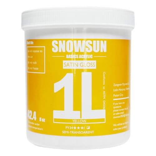 SNOWSUN Heavy Body Acrylic Paint, 1L (40oz) Bulk Cadmium Yellow - Non Toxic Artist Grade Thick Paint for Canvas, Wood, Ceramic & Crafts - color: yellow