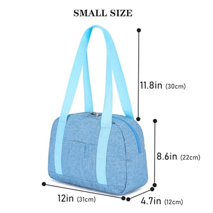 Mini Gym Bag for Women Girl 12 inch Small Gym Tote Lightweight Carry On Bag - color: Light Blue