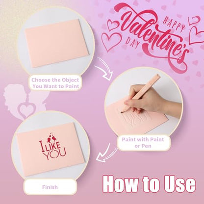 Augshy 56 Pack Valentine's Day Stencils, Reusable Craft Templates, 3 Inch | Plastic Valentine Stencils, for DIY Crafts Art Projects, Drawing Painting, Wall Floor Rock Decor Templates - style: Valentines