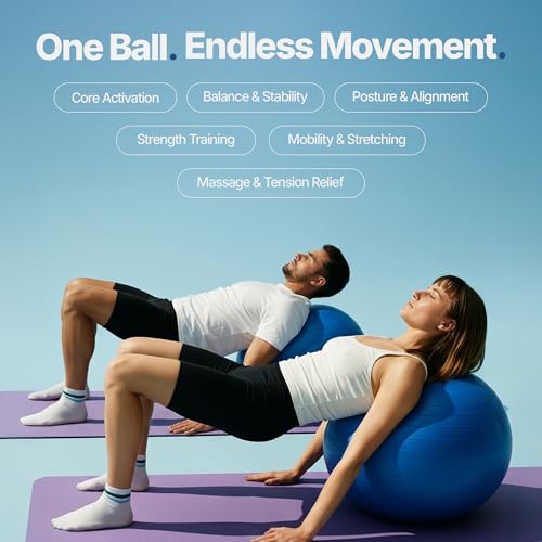 65cm Exercise Ball Large | 2 Packs Yoga Stretching Blocks | Fitness Bands Fabric 3-Levels | Pilates Kit for Home Workouts, Exercise Bands Resistance Bands Set, Resistance Bands for Legs