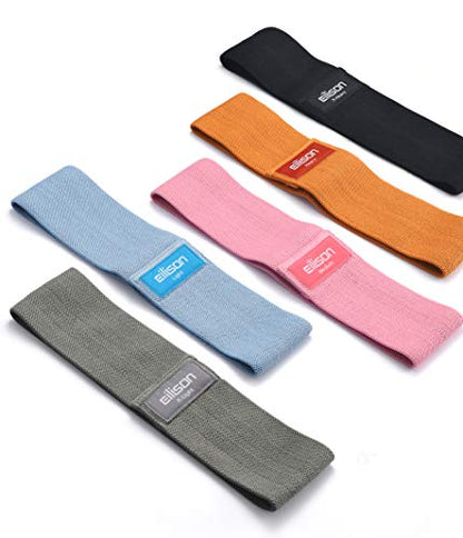 EILISON GLAMFIT Booty Bands for Women,5 Cotton Loops,Non-Slip,Fitness | Booty Resistance Bands,Glute Hip Thigh Workout,Non-Slip Cotton Loops,5 Levels,Squats,Yoga & Home Fitness Strength Training